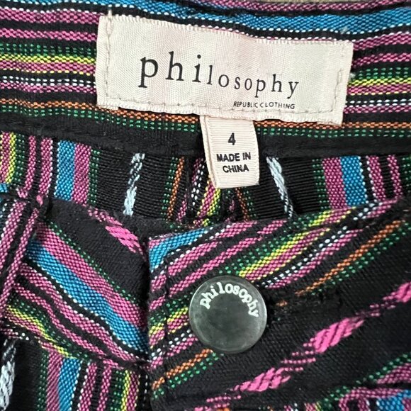 Philosophy Colorful  Stripe Fringe Hippie Shorts Sz 4 - Picture 2 of 10
